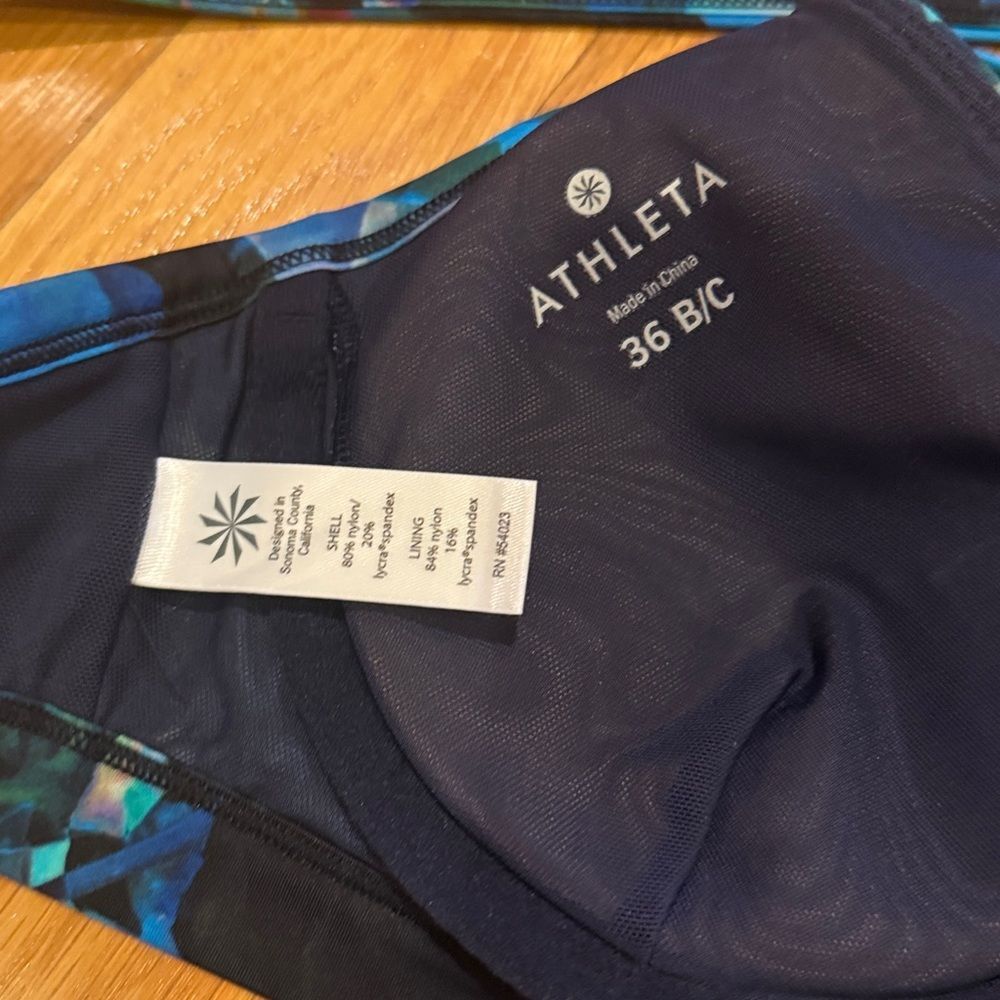 ATHLETA Blue and Green Patterned Bikini Top - 36 B/C - NWOT - Picture 5 of 5